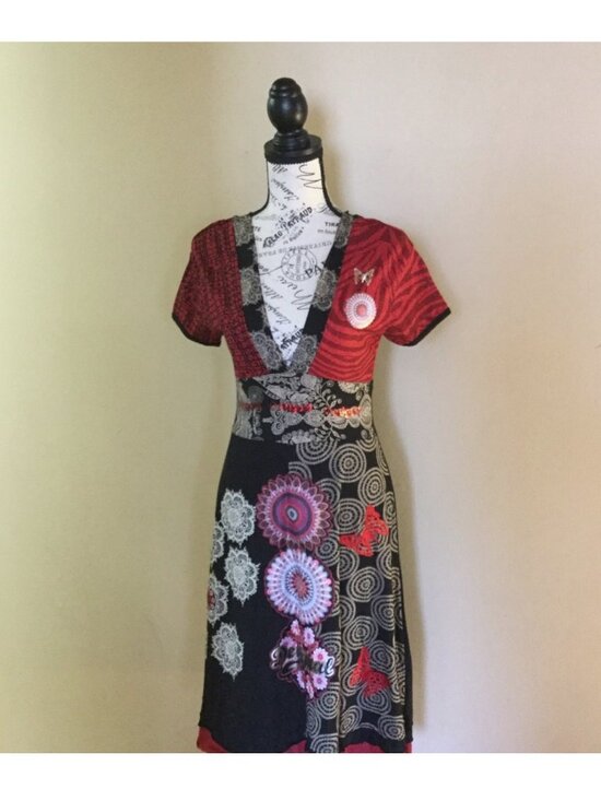 Desigual Dresses & Skirts - Desigual Abstract Black/Red